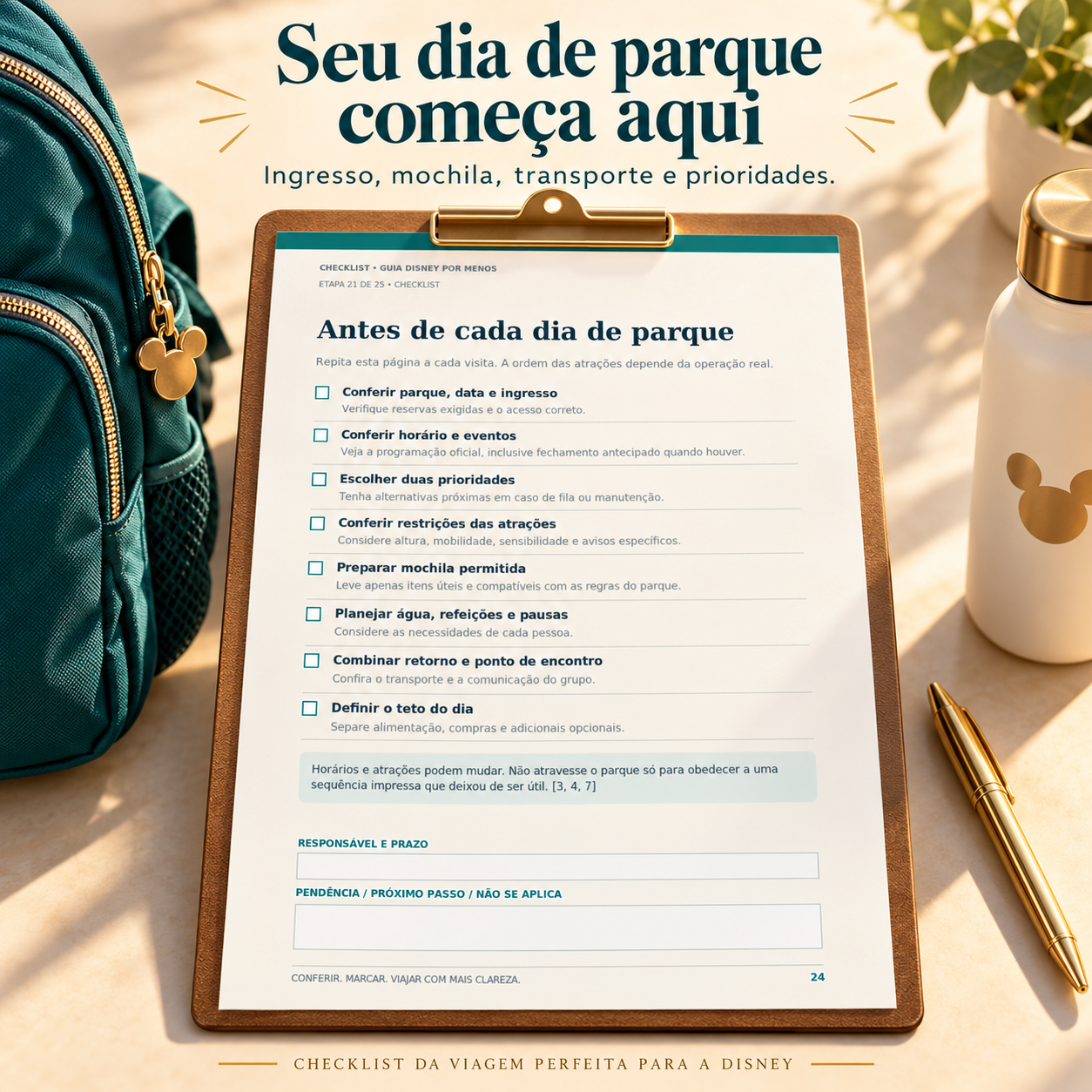 Tudo conferido para o dia de parque