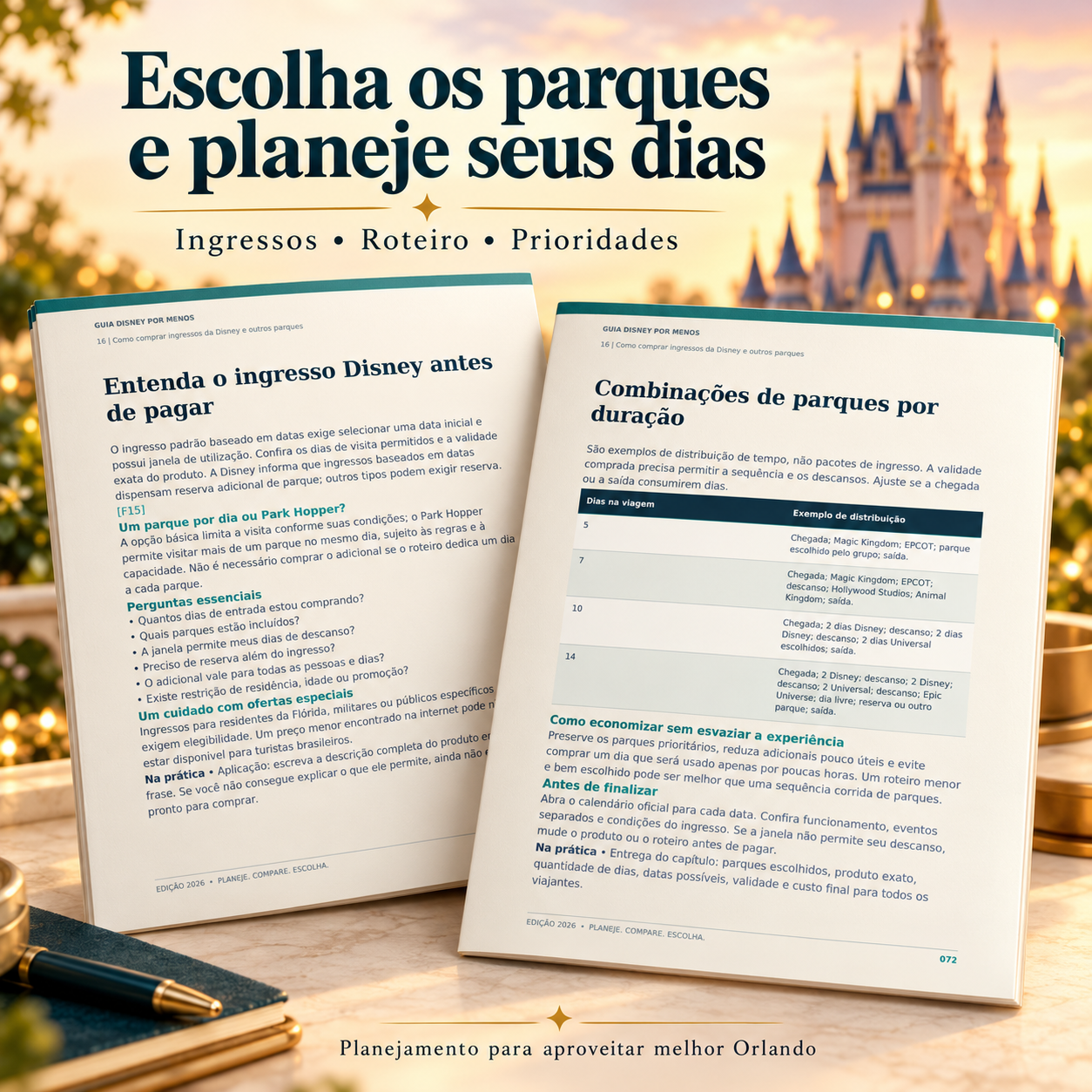 Ingressos e roteiro com mais clareza