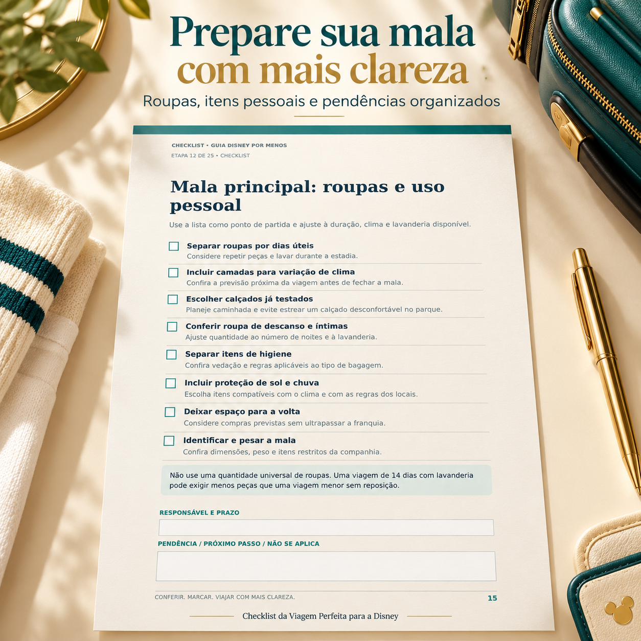 Mala pronta, sem depender da memória